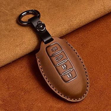 Imagem de WSWJDW Leather Car Key Case Cover Keychain Ring Key Bag, Fit For Infiniti EX35 FX35 FX50 M56 G35 G37 JX35 QX50 QX60 QX80 Nissan,4 Button Brown