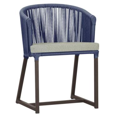 Imagem de Cadeira De Jantar Noronha Alumínio Marrom E3 Trama  Azul