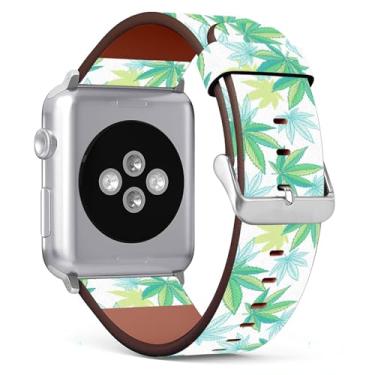 Imagem de Mingdao Pulseira de substituição compatível com Apple Watch séries 10, 9, 8, 7, 6, 5, 4, 3, 2 e 1 SE, 38 mm, 40 mm, 41 mm, 42 mm, padrão de maconha MD3220