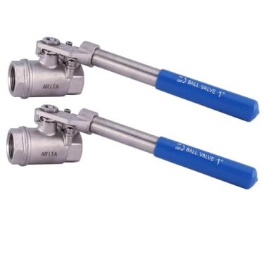 Imagem de ARITA Válvula esférica com manípulo "Deadman" de retorno de mola 2,5 cm, aço inoxidável 304 porta completa 1500PSI para água, óleo e gás, NPT fêmea, 2 UNIDADES