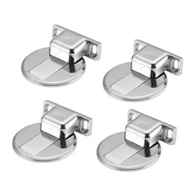 Imagem de KIT Prendedor Trava de Porta Magnético Cromado Prateado (KIT 4 Prata)