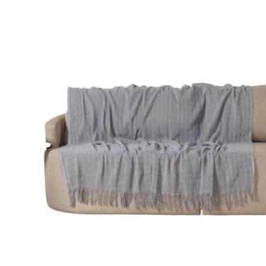 Imagem de Manta Artesanal 100% Algodão para Sofá Grande – Capa Protetora de Sofá Elegante e Durável 200 x 170 (Cinza,2,40x1,70)