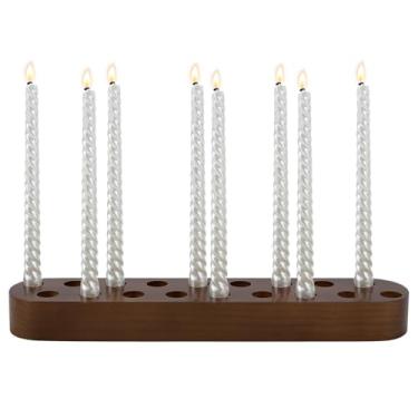 Imagem de PH PandaHall Castiçal de madeira de pinheiro para mesa central, castiçais de 39,9 cm de comprimento afunilado vintage para decoração de casa, festa de aniversário, Natal, Ação de Graças, 1 peça