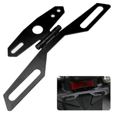Imagem de KUQUTIDY Suporte de placa de licença de motocicleta, suporte de montagem ajustável para placa de licença flipper para Suzuki Ducati Honda, acessórios de luz traseira universal para motocicleta scooter