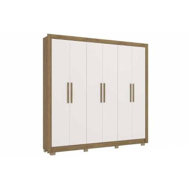 Imagem de Guarda Roupa Casal 6 Portas E 2 Gavetas C/ Pés Cb02m569 Nogueira/branco - Kappesberg