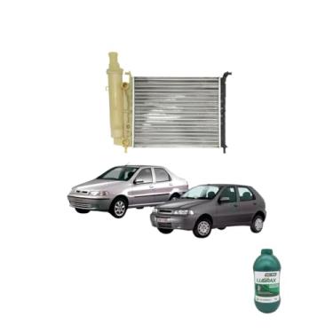 Imagem de Kit Radiador Palio 97> Com Ar + Aditivo Radiador Lubrax Verde Concentrado 1L