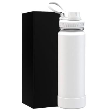 Imagem de Garrafa Térmica Inox 800ml Premium – Parede Dupla a Vácuo, Tampa Antivazamento, Gelada 24h, Quente 8h, BPA Free, 7 Cores Modernas (BRANCA)