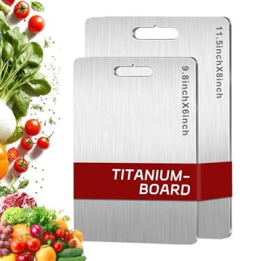 Imagem de Tábua de corte de titânio 100% puro, tábuas de corte de titânio para cozinha, nova atualização, dupla face, não tóxica, placa de corte de titânio para carne, queijo e vegetais