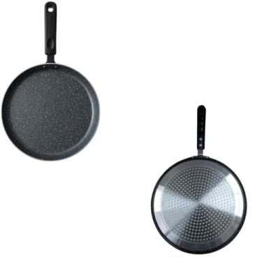 Imagem de Frigideira Tapioqueira Panquequeira com Indução, 26cm, Alumínio com Revestimento Antiaderente Techflon, Preta, Compatível com Fogão a Gás, Elétrico e Vitrocerâmico