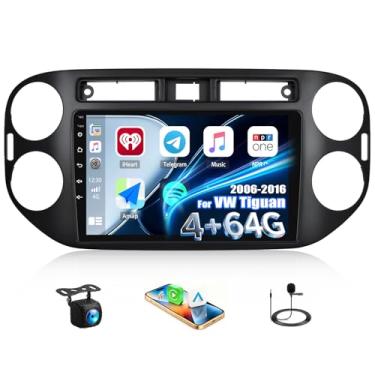 Imagem de [4+64G] Android 15 estéreo automotivo para VW Tiguan 2006-2016 com carro sem fio e Android Auto, rádio automotivo de 23 cm com link espelhado, Bluetooth, FM/RDS WiFi, navegação GPS, EQ DSP SWC