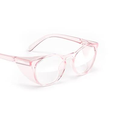 Imagem de Stoggles Óculos de segurança redondos de policarbonato com certificação Z87.1, à prova de arranhões e quebras, lentes com bloqueio de luz azul e UV, protetores superiores e laterais, revestimento