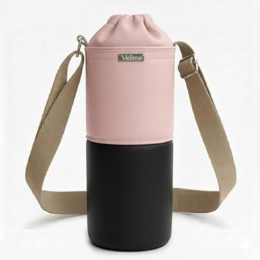 Imagem de Bolsa Térmica (ROSA COM PRETO) RAMIERE para Garrafa de 500 ML em Couro Sintético - Coleção Cores VERÃO 2026
