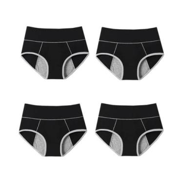 Imagem de Calcinhas Menstruais plus Size De Cintura Alta 4 Peças À Prova De Vaza