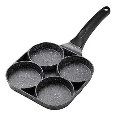 Imagem de Frigideira para omelete de 4 furos para hambúrguer, ovos, panqueca, frigideira, antiaderente, sem óleo, fumaça, churrasqueira, wok, decoração de panela