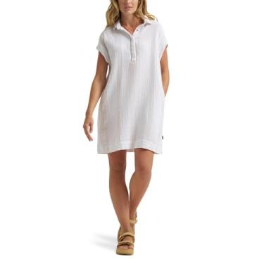 Imagem de Lee Vestido feminino com bainha lendária, Branco/listras trigo, GG