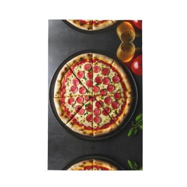 Imagem de XLLingL Toalhas de cozinha de waffle com estampa de pizza grande, panos de prato de microfibra, para decoração e limpeza de cozinha - 1 peça
