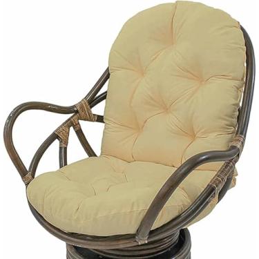 Imagem de Almofadas de substituição para cadeiras de balanço, assentos grossos e sólidos para cadeiras giratórias, reclináveis ​​e dobráveis ​​de vime, para uso interno e externo em varandas e pátios.