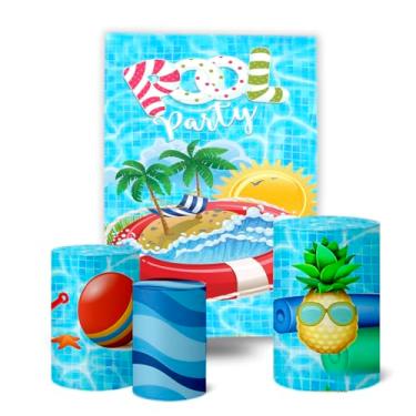 Imagem de Trio Capas Cilindro + Painel 1,50x2,0m Retangular Pool Party (K6PPY0001)