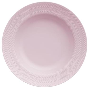 Imagem de Prato fundo em porcelana, modelo Chevron, Ø 23,5 cm, Germer, Rosa
