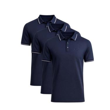 Imagem de Kit 3 Camisas Polo Masculina Básicas Crocker-Masculino