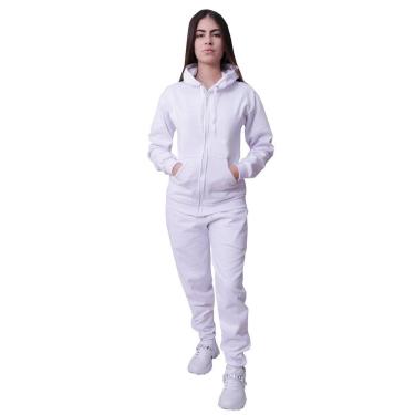 Imagem de Conjunto Moletom Com Ziper Feminino Branco-Feminino