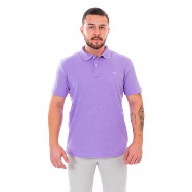 Imagem de Polo Piquet Masculina Lilás Hosten, Lilás, P, Piquet 50 Algodão 50 Pol