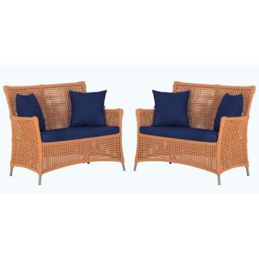 Imagem de 2 Sofás Área Externa Igapó Alumínio Pintura Fendi Corda Náutica Estofa