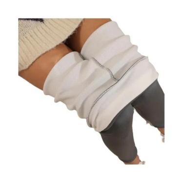 Imagem de Leggings Femininas De Cintura Alta Sem Costura Em Lã De Cordeiro Térmi