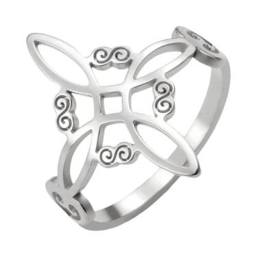 Imagem de Anel Retro Com Nó Celta Para Mulheres Em Aço Inoxidável, Amuleto De Bo