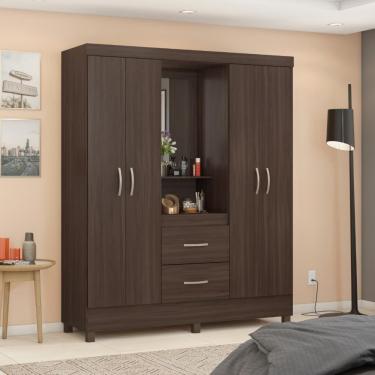 Imagem de Conjunto Guarda Roupa 4 Portas Cafe Touch 2 Gavetas com Sapateira Fontana MDP Mais de Casa