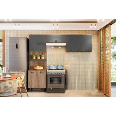 Imagem de Armario Cozinha 8 Portas Nici - Loja DoceLar, Carvalho Rustico/Chumbo