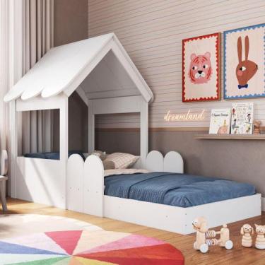 Imagem de Cama Solteiro Infantil Montessoriana Casinha Nana Branco C06 - Mpozena