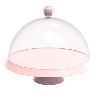 Imagem de Porta Bolo 25cm Bubble com Cúpula e Pé Himalaia Rosa Crippa Boleira Tortas Doces