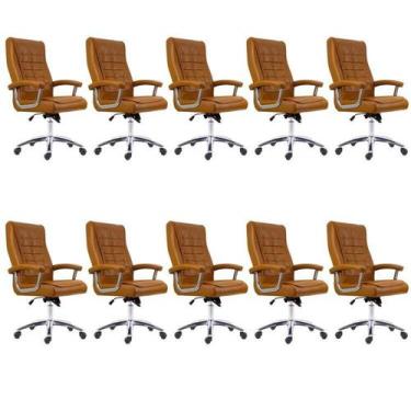 Imagem de Kit 10 Cadeiras Escritório Presidente Ergonômica NR17 material sintéti
