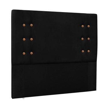 Imagem de Cabeceira Cléo Casal 140cm Fixação no Box Estrutura Madeira Suede Preto Loja Sheep