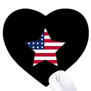 Imagem de Mousepad de borracha com bandeira do pentagrama americano e coração com estrela