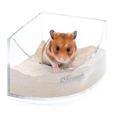 Imagem de Niteangel Caixa de banho de areia para animais pequenos - Chuveiro de banho de areia de acrílico e recipiente de areia de escavação para hamsters camundongos lemming gerbils ou outros animais de estimação pequenos (formato de fã, transparente)