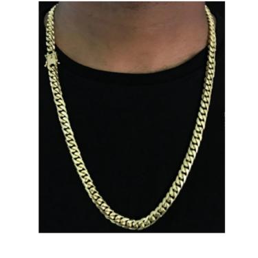 Imagem de Corrente elo Cubano 9mm de moeda antiga banhada de ouro