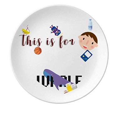 Imagem de Prato de porcelana para viagem em mosaico baleia prato redondo para jantar masculino