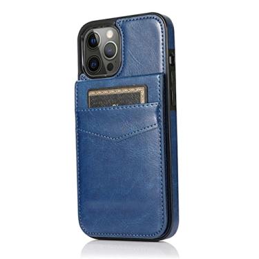 Imagem de Estojo de cartões de luxo para iphone 14 13 12 mini 11 pro max xs xr x 6 6s 7 8 plus se 2020 2022 capa de telefone de couro, azul, para iphone12 mini 5.4 polegadas