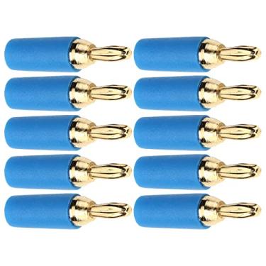 Imagem de 10 Unidades de Plugue Banana 2,5 Mm Ouro Plugue Banana Plugue Banana Banhado a Latão Tipo de Solda Conector Macho Kit de Acessórios (Azul)