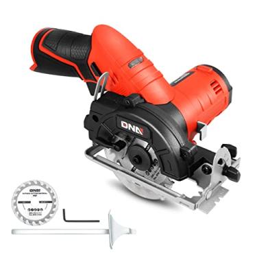 Imagem de DNA MOTORING Serra circular compacta sem fio de 12 V com lâmina 20T de 85 mm e chave sextavada, profundidade/ângulo de corte ajustável, vermelho (sem bateria), TOOLS-00174