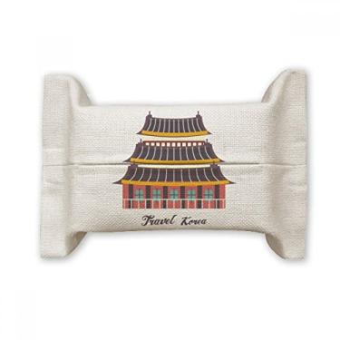 Imagem de Visiting Temples na Coreia do Sul Suporte de capa de papel para lenços faciais Bolsa de linho de algodão
