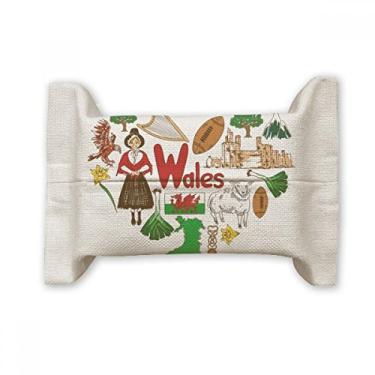 Imagem de Wales Love Heart Reino Unido Landscap Capa de papel para lenços faciais Bandeira nacional Bolsa de linho de algodão