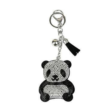 Imagem de Amosfun chaveiro Panda chaveiro fashion charmoso metal bolsa para pendurar decoração ornamento lembranças presente (preto)