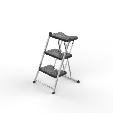 Imagem de Escada dobrável resistente 3 degraus cromada melhor anodilar
