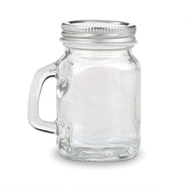 Imagem de Kate Aspen Mini caneca Mason, frasco de vidro de 118 ml com tampa (conjunto de 12) | Copo de cozinha, jarra de gelatina, lembrancinha de festa DIY, suprimentos de festa