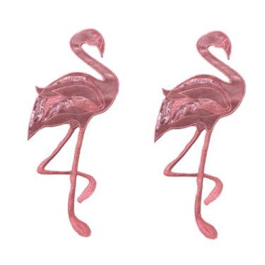 Imagem de Tofficu 2 Peças Lantejoulas Flamingo Remendo Adesivos De Feltro Blush Remendos De Lantejoulas Animais Roupas Ferro Em Decalques Para Roupas Acessórios Brilhantes Apliques De Costura Sacos