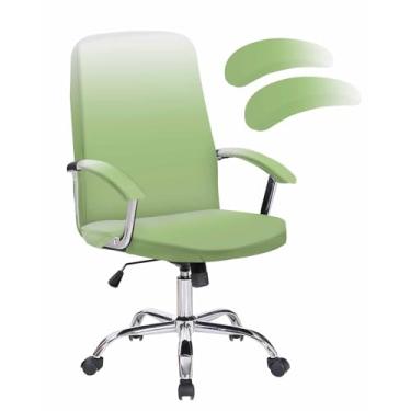 Imagem de Savannan Capa para cadeira de escritório, design ombré verde com poeira gradiente, ajuste elástico, capa para cadeira de computador, capa elástica removível, capa para cadeira de escritório, 1 peça,