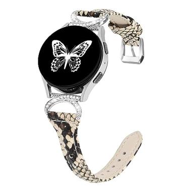 Imagem de Watbro Pulseira de couro compatível com Samsung Galaxy Watch 6 Classic de 43 mm e 47 mm/Galaxy Watch 5/4 de 40 mm e 44 mm/Active 2, pulseira de couro fina de 20 mm para Galaxy Active 2 de 40 mm e 44